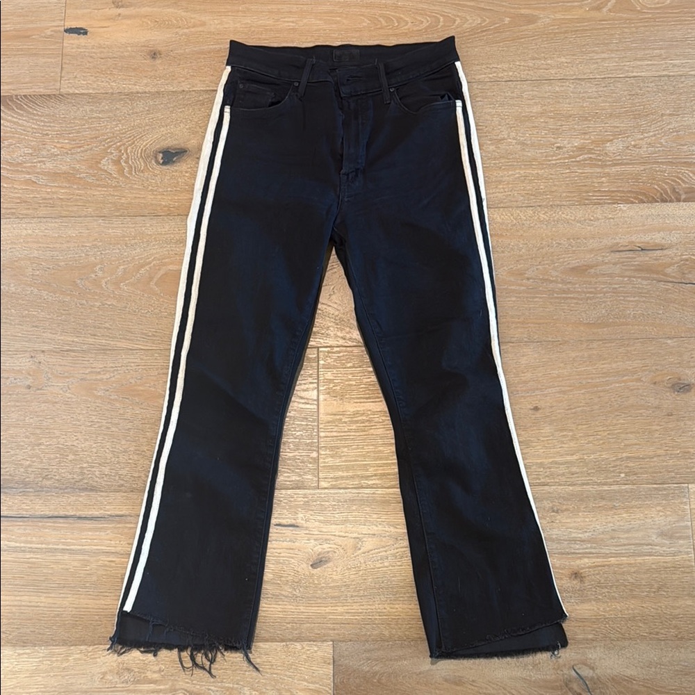 Black Jeans with White Stripes mother jeans